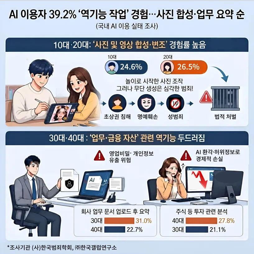 생성형 AI 유료 이용자, 역기능 이용 위험 노출