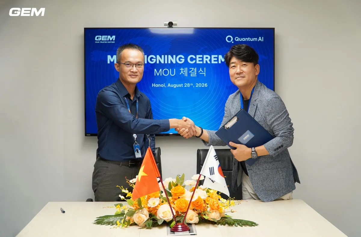 퀀텀에이아이와 GEM Corporation이 동남아 AI 시장 공략과 공동 사업 확대를 위한 전략적 업무협약을 체결했다. 왼쪽부터 GEM 곽만재 대표, 퀀텀에이아이 조영민 부대표
