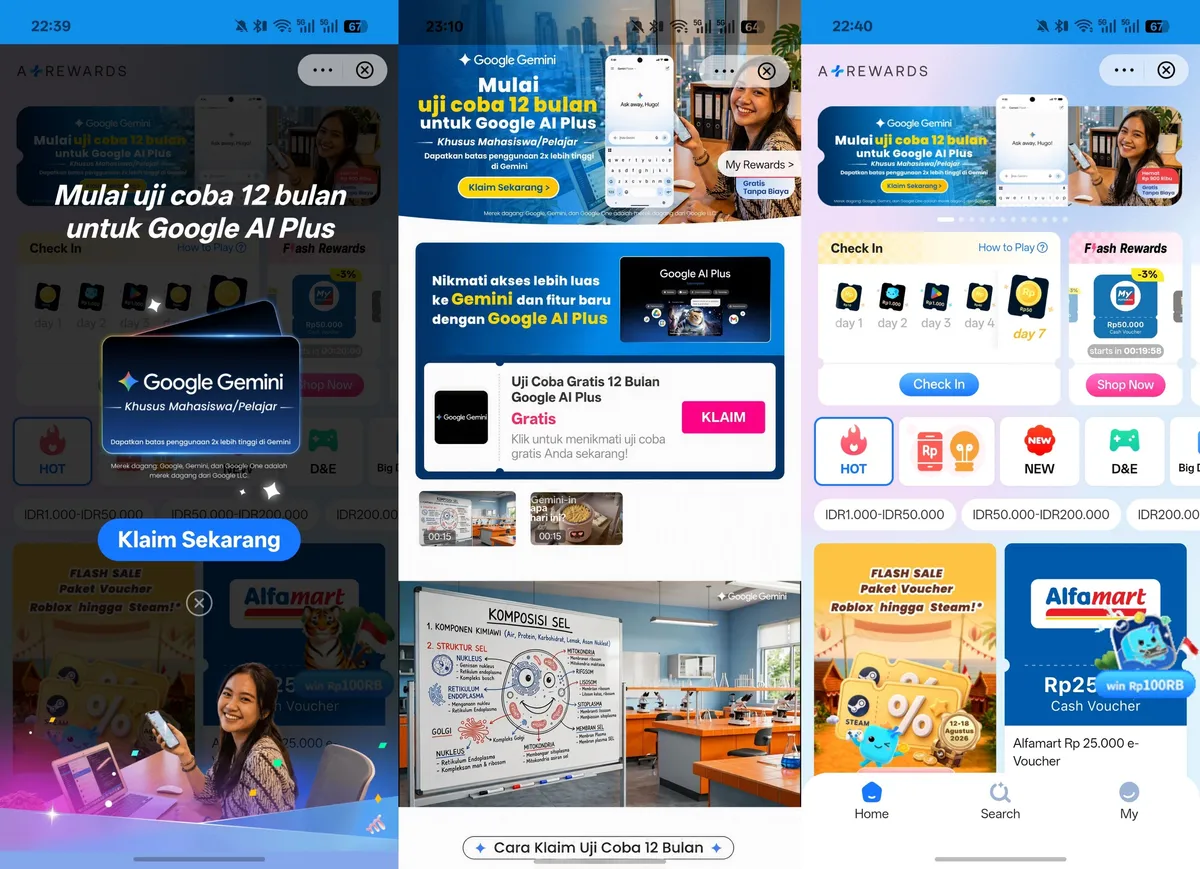 Google AI Plus free trial offers are available in select digital payment and retail channels partnering with A+Rewards in Indonesia, with more markets to follow.