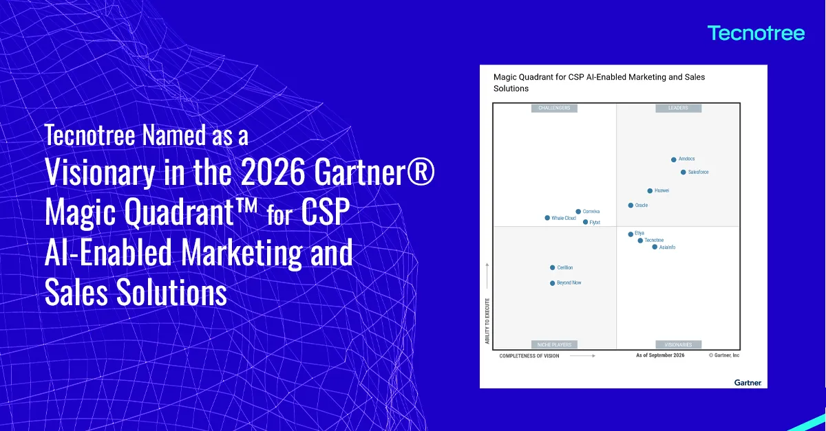Tecnotree Named Visionary in Gartner Magic Quadrant for CSP AI-Enabled Marketing and Sales Solutions